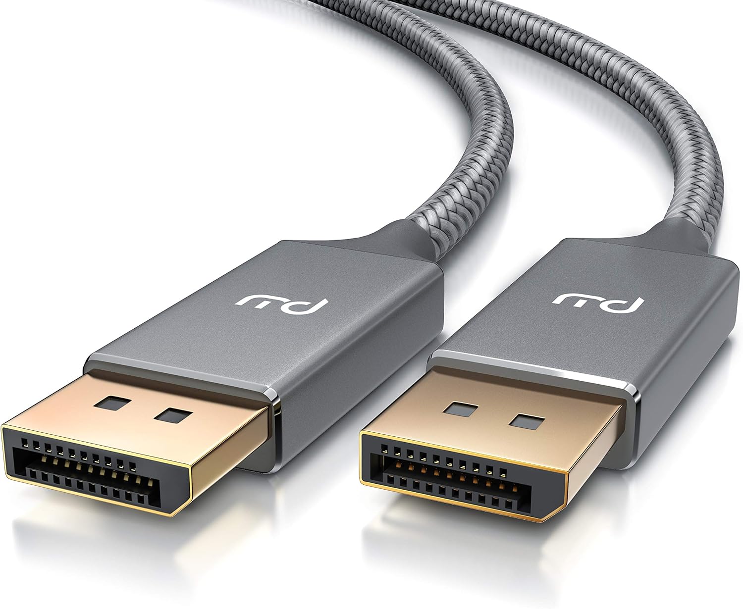 Generic picture of a DisplayPort cable showing both ends.