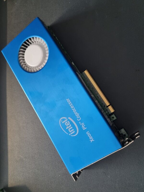 A stylish picture of a Xeon Phi card that is askew and laying down, casting an atmospheric shadow.