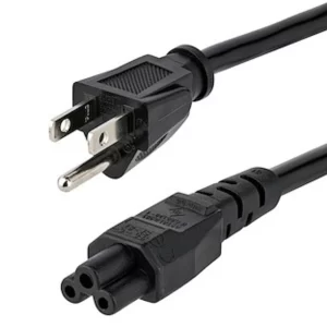 A generic picture of a NEMA 5-15P to C5 power cable showing both ends and omiting the cord proper.